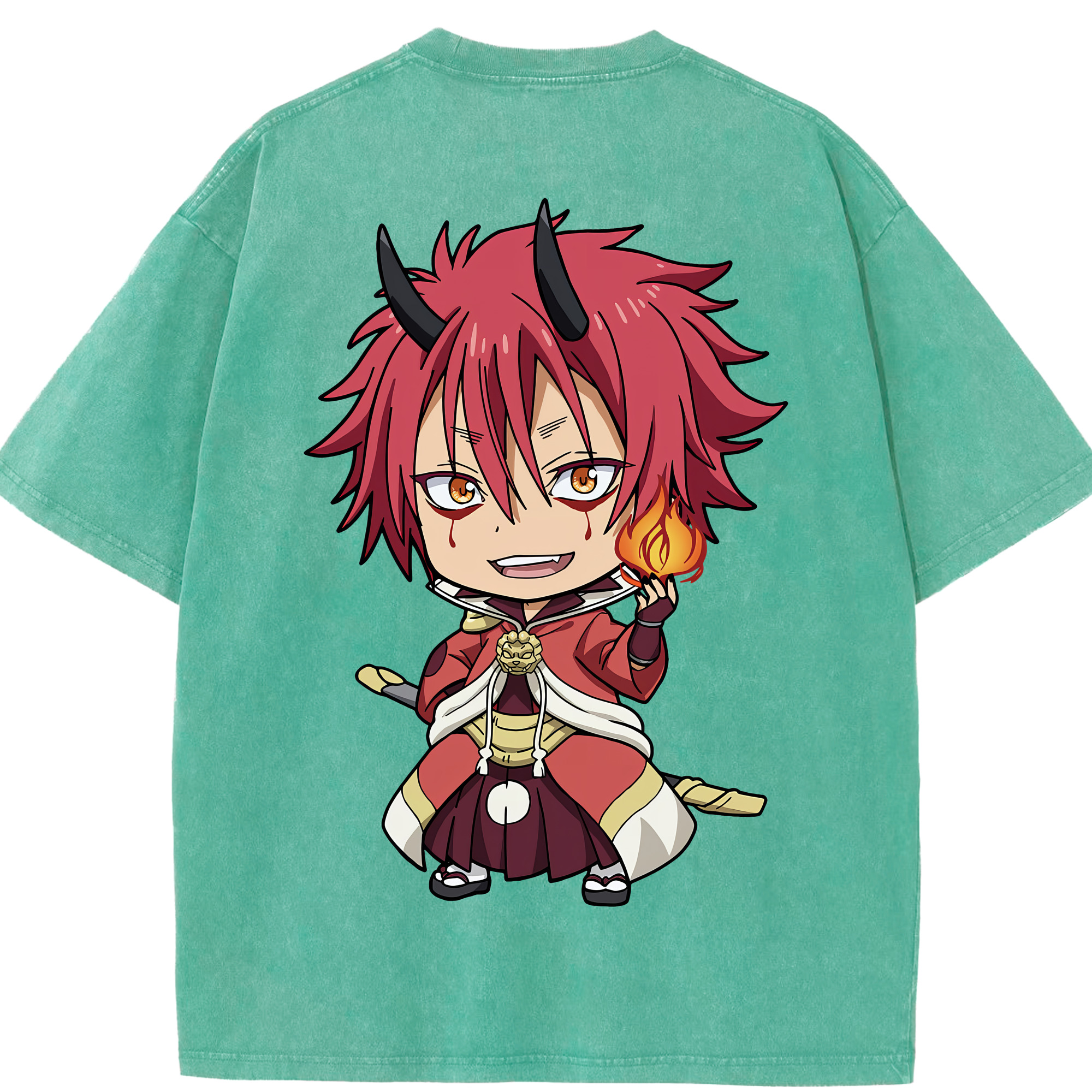 （画像用） 転スラ Regarding Reincarnated to Slime 綿100% ヴィンテージ風 半袖Tシャツ（背面プリント）